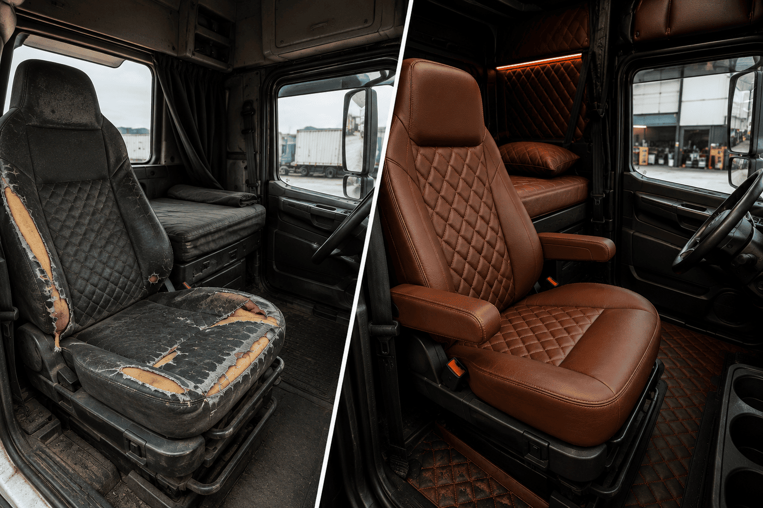 Caminhões equipados com acessórios, climatização e personalização na DP Equipamentos